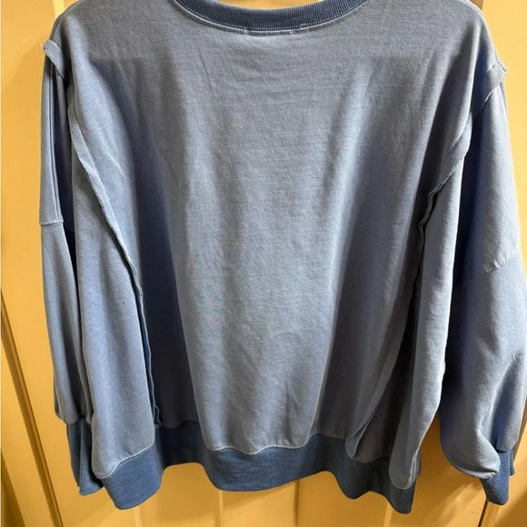 Easel Blue Top with Vibrant Floral Peace Sign Design - Picture 6 of 12